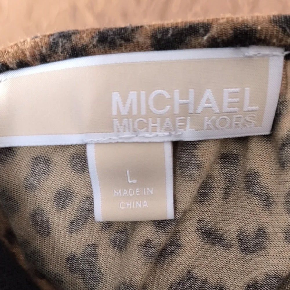Michael Kors Women's Animal Print 3/4 Sleeve Blouse Size L
